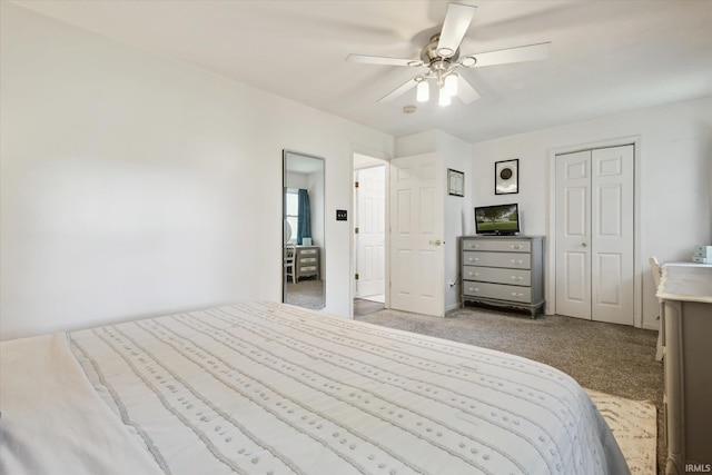 439E 17th St, Mishawaka, IN 46544 - bedroom featuring carpet, a closet, and a ceiling fan