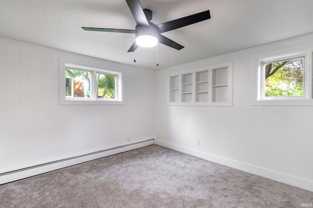 5228 N Lee Ct, South Bend, IN 46614 - carpeted empty room featuring a baseboard heating unit, healthy amount of natural light, and ceiling fan