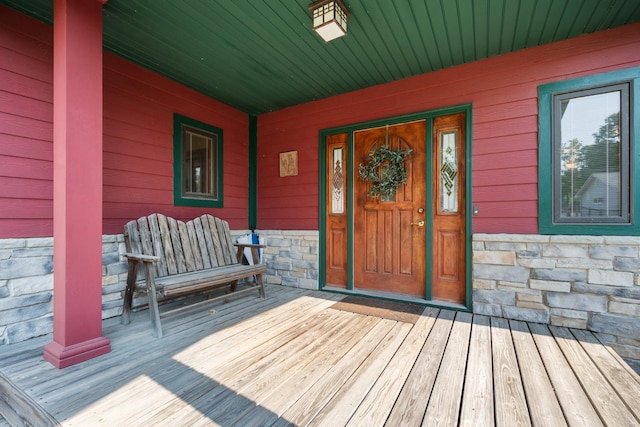 1791 Chapman Lake Dr, Warsaw, IN 46582 - doorway to property featuring stone siding and covered porch