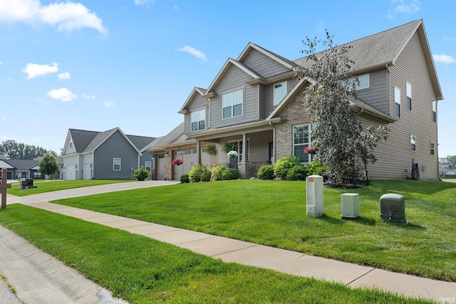 1869 Paloma Ct, Lafayette, IN 47909 - craftsman house with driveway, a front lawn, brick siding, and a residential view