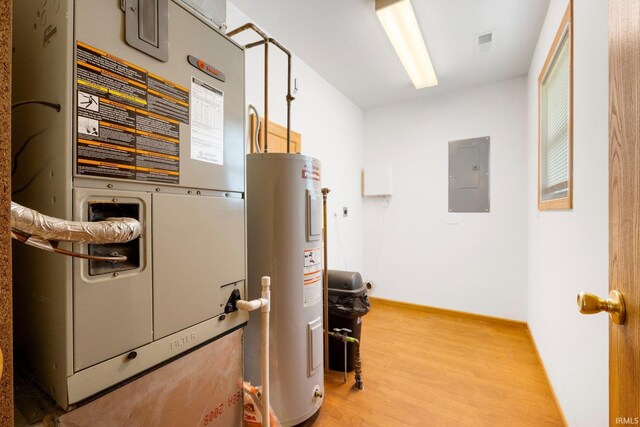 3610 E Sherwood Ter, Fort Wayne, IN 46806 - utility room featuring electric water heater, electric panel, and heating unit