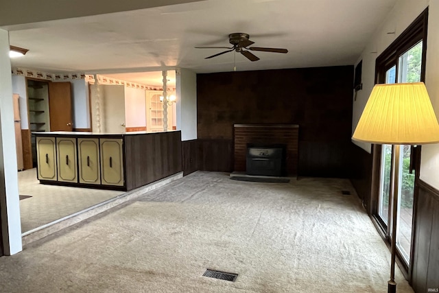 615 Springbrook Rd, Fort Wayne, IN 46825 - unfurnished living room featuring light carpet and ceiling fan