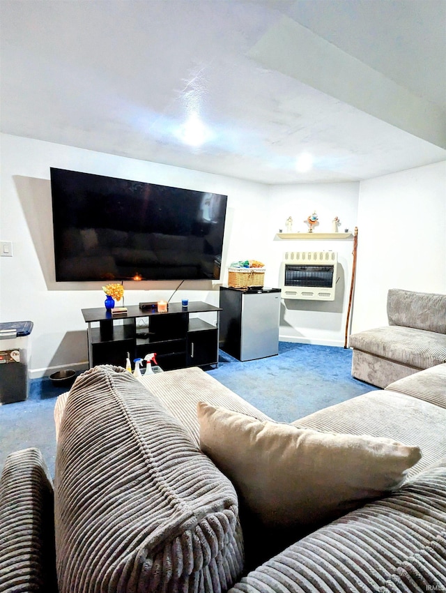 11497 N Biscayne Ln, Cromwell, IN 46732 - carpeted living room with heating unit and a glass covered fireplace