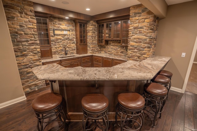 3507 Wakefield Dr, West Lafayette, IN 47906 - indoor wet bar with dark wood-type flooring and recessed lighting