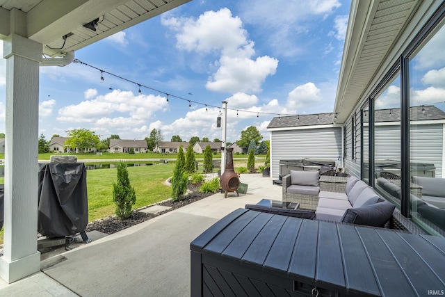 1492 Monte Carlo Dr, Huntertown, IN 46748 - view of patio / terrace with a residential view, area for grilling, and outdoor lounge area
