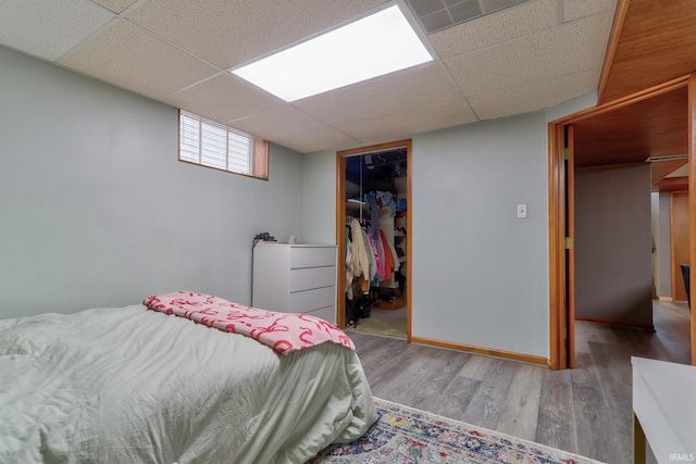 2736 Marion Ave, Evansville, IN 47712 - bedroom featuring wood finished floors, a closet, a paneled ceiling, and a spacious closet