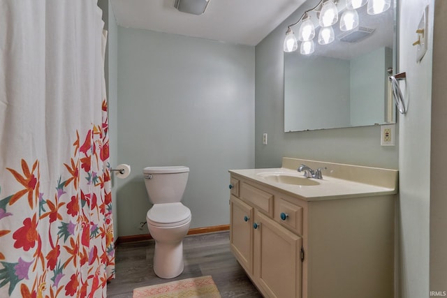 2736 Marion Ave, Evansville, IN 47712 - bathroom featuring vanity, wood finished floors, and a shower with shower curtain