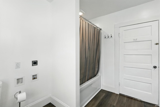1015 Columbia Ave, Fort Wayne, IN 46805 - washroom with hookup for an electric dryer, dark wood-type flooring, and washer hookup