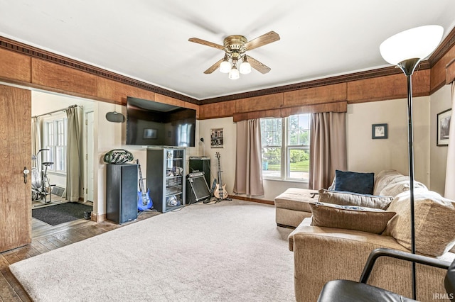 422 W Lawrence St, Mishawaka, IN 46545 - living area featuring a ceiling fan and wood finished floors