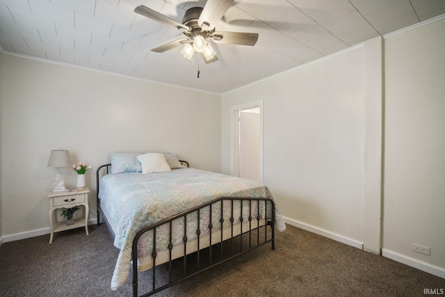701 E N St, Kokomo, IN 46901 - bedroom featuring ornamental molding, carpet floors, and a ceiling fan