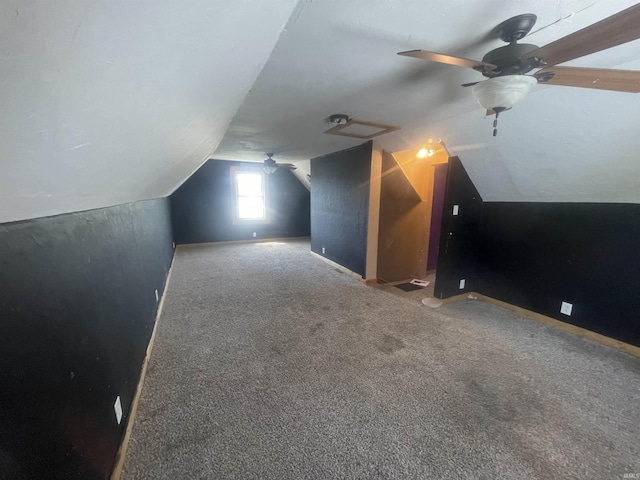 1210 Liberty St, Logansport, IN 46947 - additional living space with ceiling fan, lofted ceiling, and carpet floors