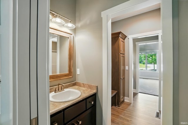 126 Tumbling Stone Ct, Fort Wayne, IN 46845 - bathroom featuring vanity and wood finished floors