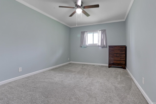 867 Park Plaza Dr, Evansville, IN 47715 - carpeted empty room featuring ceiling fan and crown molding