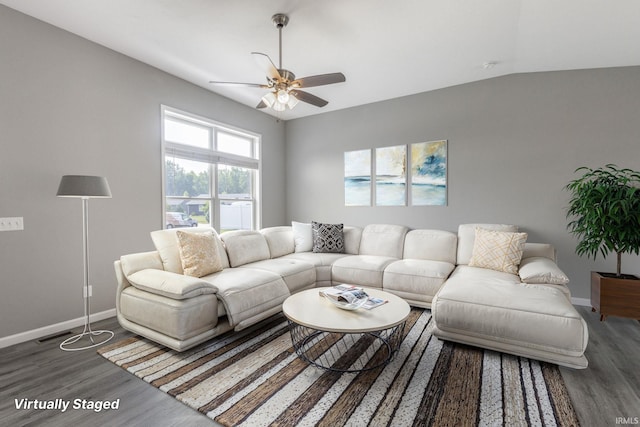 509 Janewood Ct, Goshen, IN 46526 - living area with wood finished floors and a ceiling fan
