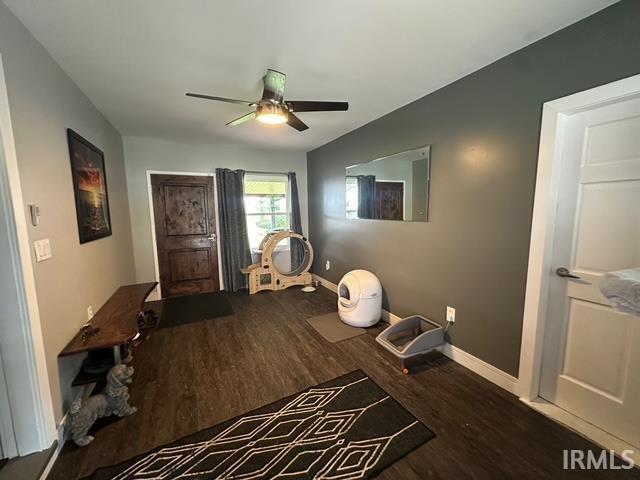 32131 State Road 2nd Rd, New Carlisle, IN 46552 - entrance foyer with wood finished floors and a ceiling fan