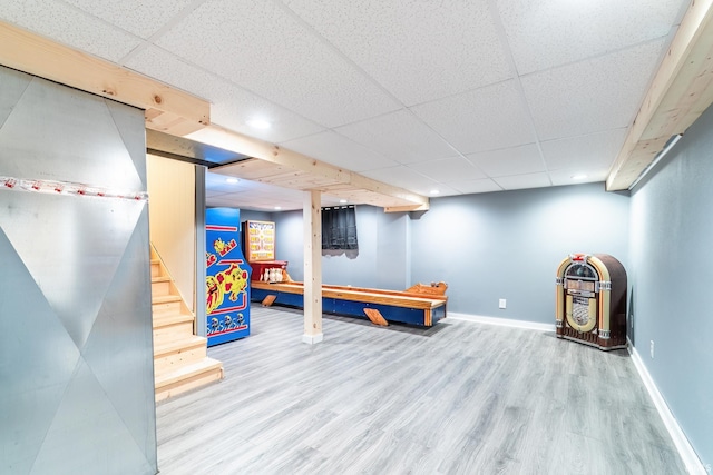1703 Frantz Dr, North Manchester, IN 46962 - recreation room with a drop ceiling and wood finished floors