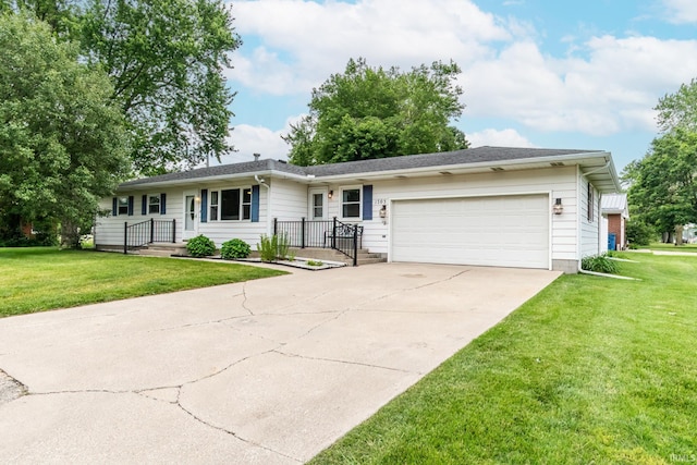 1703 Frantz Dr, North Manchester, IN 46962 - ranch-style home with a garage, concrete driveway, and a front yard