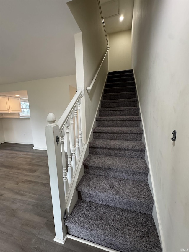 3832 E Cobble Creek Dr, Bloomington, IN 47401 - stairs featuring wood finished floors and baseboards