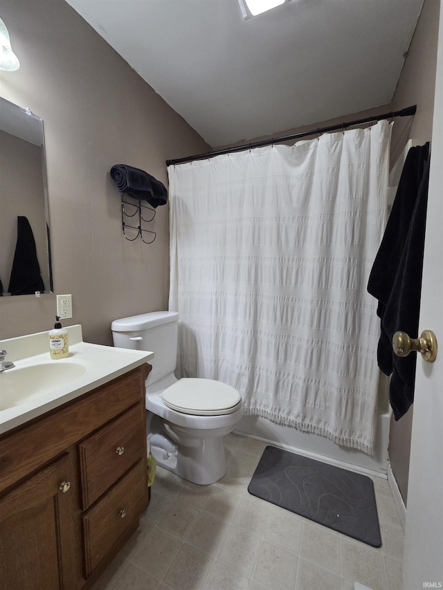 603 E 1st St, Fowler, IN 47944 - full bathroom featuring vanity, shower / tub combo with curtain, and tile patterned floors