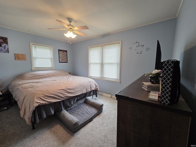 603 E 1st St, Fowler, IN 47944 - carpeted bedroom featuring ornamental molding and ceiling fan