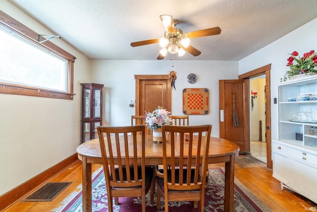 2130 N Wells St, Fort Wayne, IN 46808 - dining space with light wood finished floors, a textured ceiling, and a ceiling fan