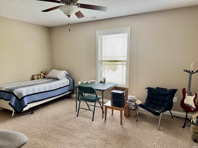 3638 Swansea Dr, West Lafayette, IN 47906 - bedroom featuring carpet, a textured ceiling, and a ceiling fan