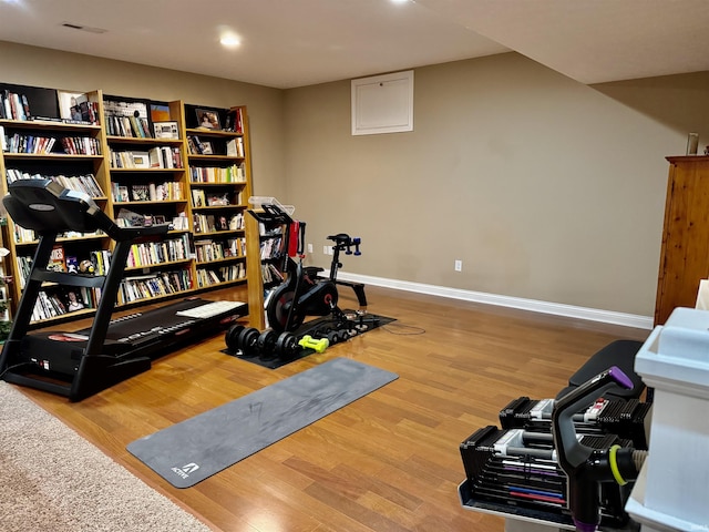 3638 Swansea Dr, West Lafayette, IN 47906 - exercise room featuring wood finished floors and recessed lighting
