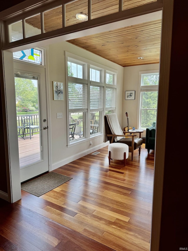 3638 Swansea Dr, West Lafayette, IN 47906 - doorway with light wood finished floors and wooden ceiling