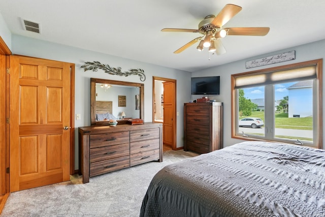 5432 Argiano Xing, Fort Wayne, IN 46845 - bedroom with light carpet, a ceiling fan, and access to outside