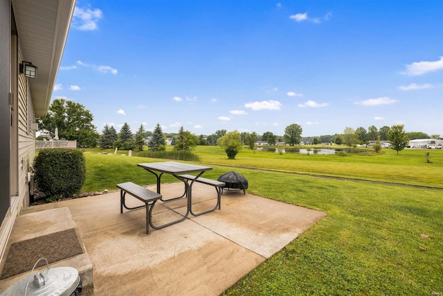 5371 Bear Creek Pass, Auburn, IN 46706 - view of patio with a water view and outdoor dining space