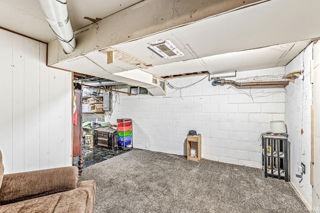 2514 Wood St, Elkhart, IN 46514 - basement featuring carpet floors and concrete block wall
