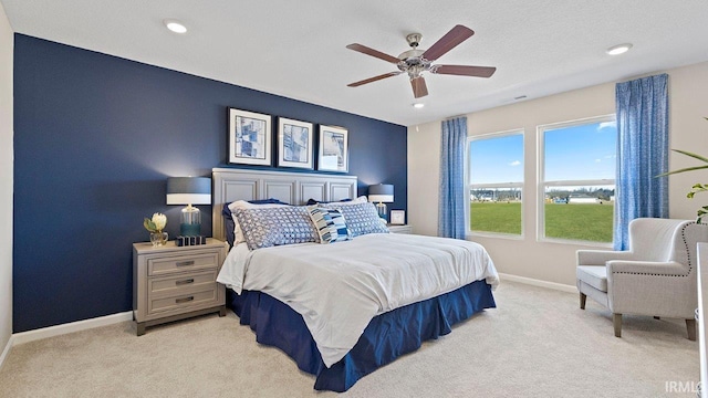 12967 Solo Ln, Fort Wayne, IN 46818 - bedroom featuring light carpet, a ceiling fan, and recessed lighting