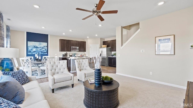 12967 Solo Ln, Fort Wayne, IN 46818 - living room featuring ceiling fan and recessed lighting
