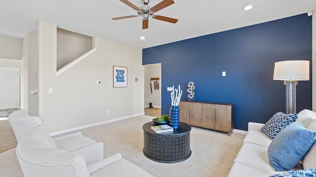 12967 Solo Ln, Fort Wayne, IN 46818 - living area featuring ceiling fan, carpet flooring, and recessed lighting