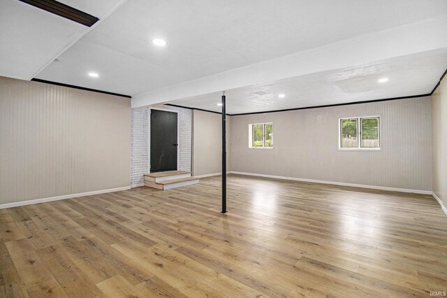 60220 Ruby St, South Bend, IN 46614 - basement featuring light wood-style flooring and recessed lighting