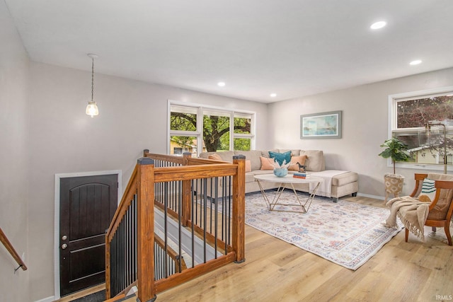 60220 Ruby St, South Bend, IN 46614 - living room featuring wood finished floors and recessed lighting