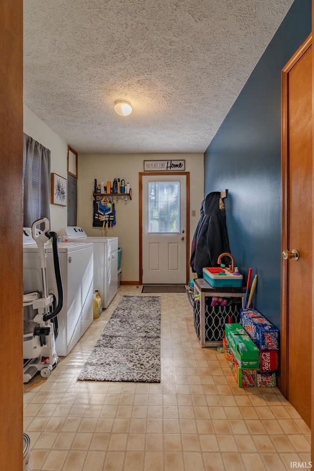 272 Sherman St, Wabash, IN 46992 - entryway with washing machine and dryer and a textured ceiling