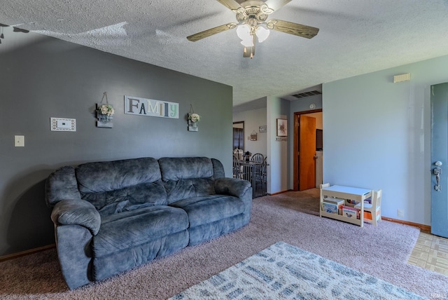 272 Sherman St, Wabash, IN 46992 - living room with ceiling fan and a textured ceiling