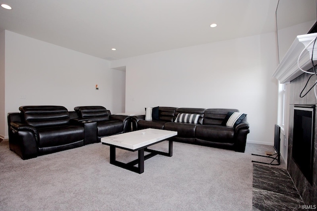 13710 Copper Strike Pass, Fort Wayne, IN 46845 - living room with carpet floors, recessed lighting, and a fireplace