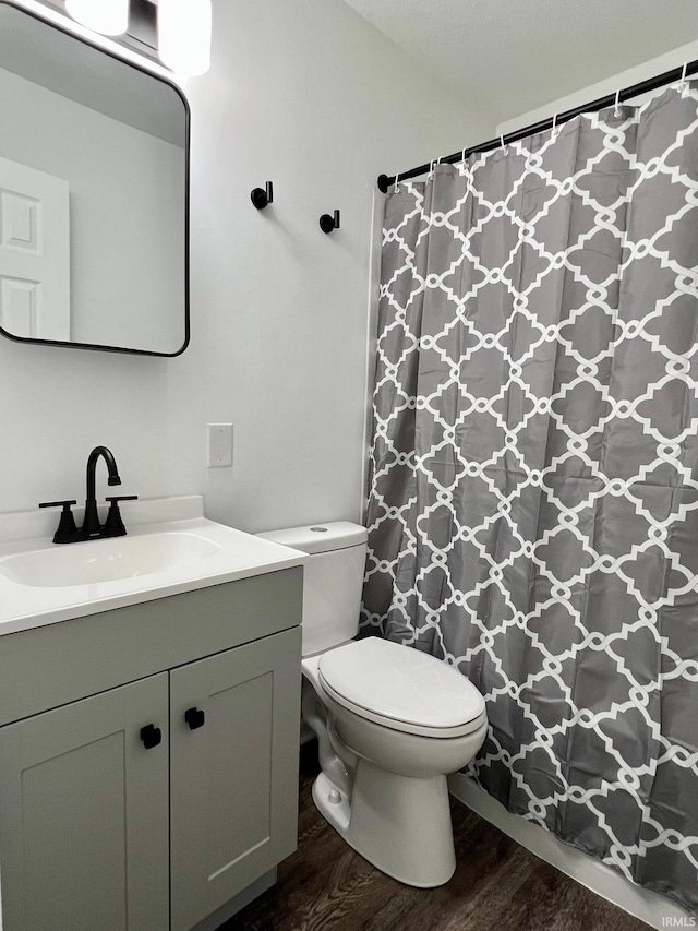 2927 Barnhart Ave, Fort Wayne, IN 46805 - full bathroom with wood finished floors, vanity, and a shower with curtain
