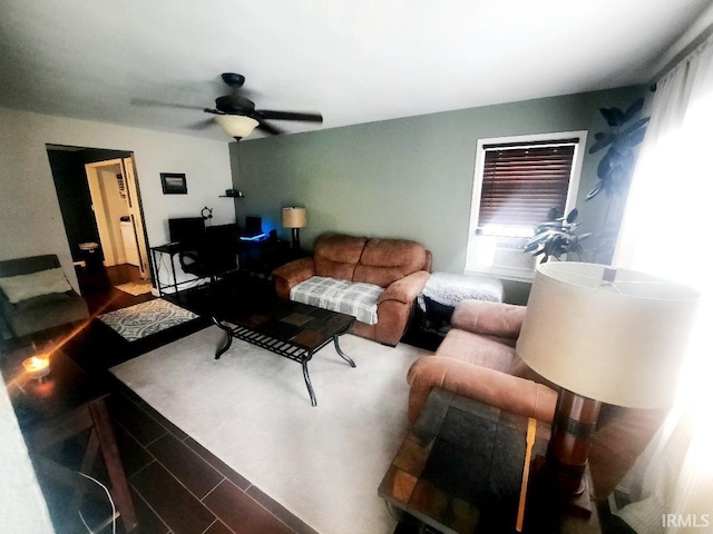 2629 S Meeker Ave, Muncie, IN 47302 - living area featuring ceiling fan and wood finished floors