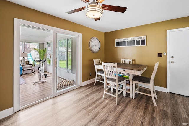 3822 Eastmont Dr, South Bend, IN 46628 - dining area with wood finished floors and ceiling fan