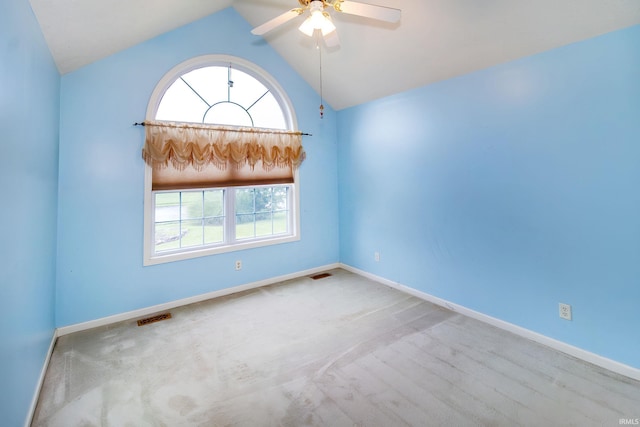 9040 Clear Creek Dr, Evansville, IN 47711 - spare room featuring lofted ceiling and a ceiling fan