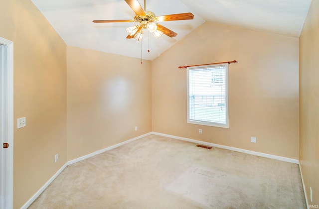 9040 Clear Creek Dr, Evansville, IN 47711 - unfurnished room with carpet floors, vaulted ceiling, and ceiling fan