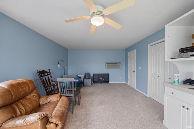 2107 W 450 S, Lafayette, IN 47909 - sitting room featuring light colored carpet, an AC wall unit, and ceiling fan