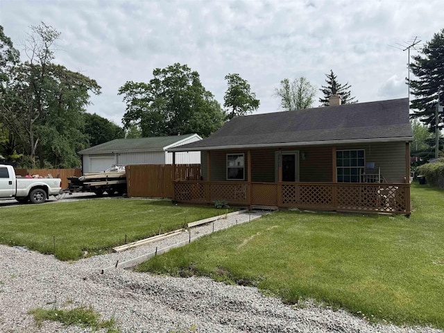 3420 Mccormick Ave, Fort Wayne, IN 46803 - ranch-style house featuring a chimney and covered porch