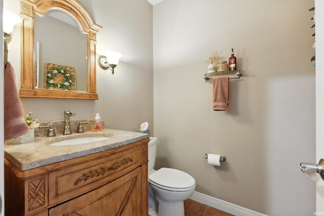 3908 County Road 4, Ashley, IN 46705 - half bathroom featuring vanity and tile patterned floors