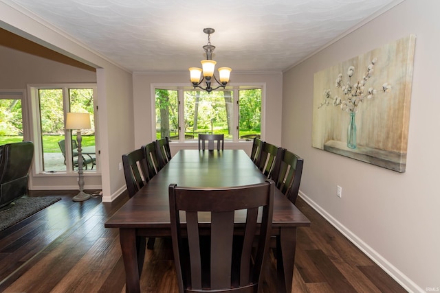 24413 Mckelvey Ave, Elkhart, IN 46516 - dining area with a chandelier, wood finished floors, and ornamental molding