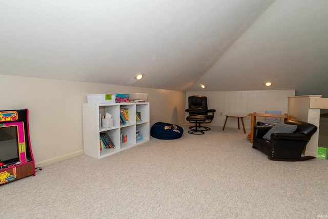 24413 Mckelvey Ave, Elkhart, IN 46516 - game room featuring carpet flooring and vaulted ceiling