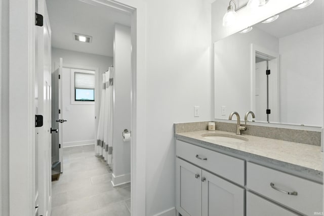 13176 Malfini Trl, Fort Wayne, IN 46845 - bathroom with vanity, tile patterned floors, and a shower with curtain